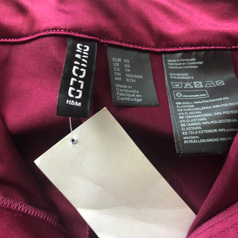 H&M disco pants burgundy xs brand new